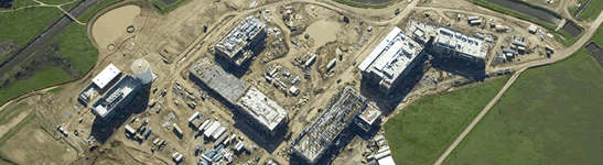 Aerial shot of UC Merced under construction prior to its 2005 opening.